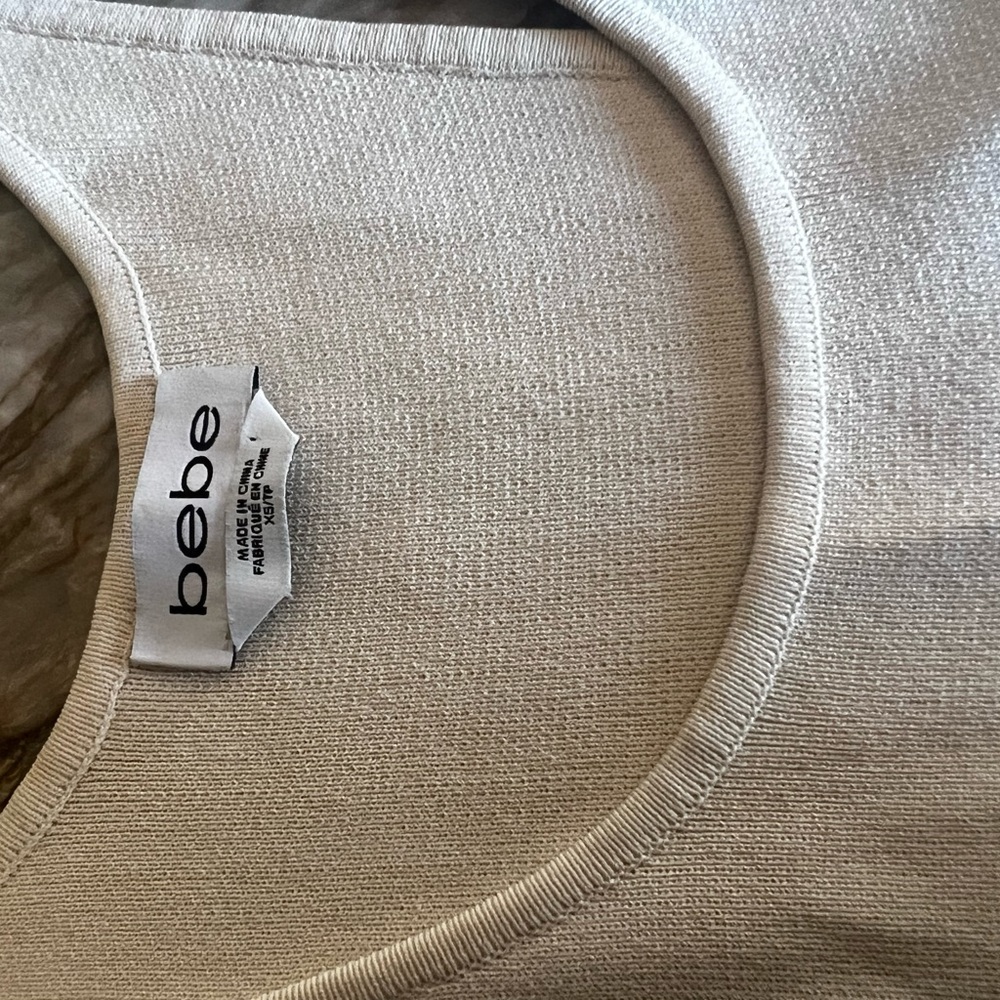 Beautiful Bebe Knit Bodysuit Button Solid Beige Xs - image 2